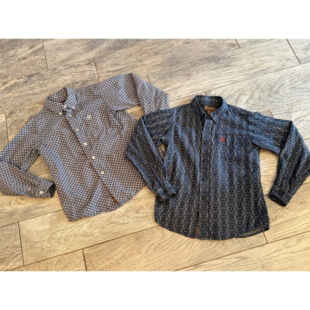 Ariat Western Shirts Small 8 Boys Geometric Button Front Long Sleeve Cowboy